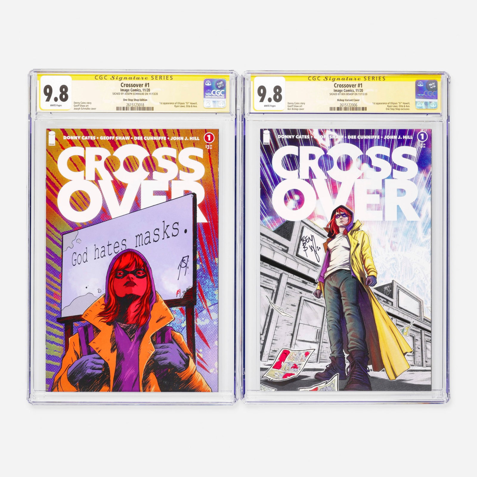 2 Image Comics Crossover #1 Bishop Variant Cover and One Stop Shop Edition CGC 9.8 Signature Series: 2 Image Comics Crossover #1 Bishop Variant Cover and One Stop Shop Edition CGC 9.8 Signature Series Joseph Schmalke Group USA, 2020 Image Comics Crossover #1 CGC 9.8 Bishop Variant Cover Signature
