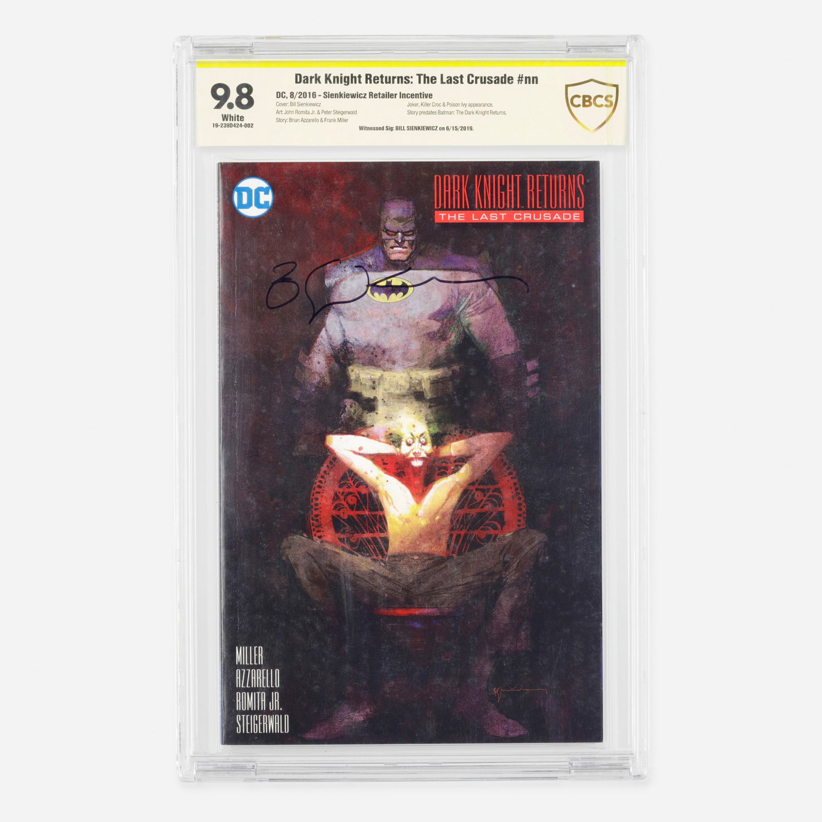 DC Comics Dark Knight Returns: The Last Crusade #nn Sienkiewicz Retailer Incentive CBCS 9.8: DC Comics Dark Knight Returns: The Last Crusade #nn Sienkiewicz Retailer Incentive CBCS 9.8 USA, 2016 Belonging to the Modern Age, this Sienkiewicz Retailer Incentive variant is part of the acclaimed