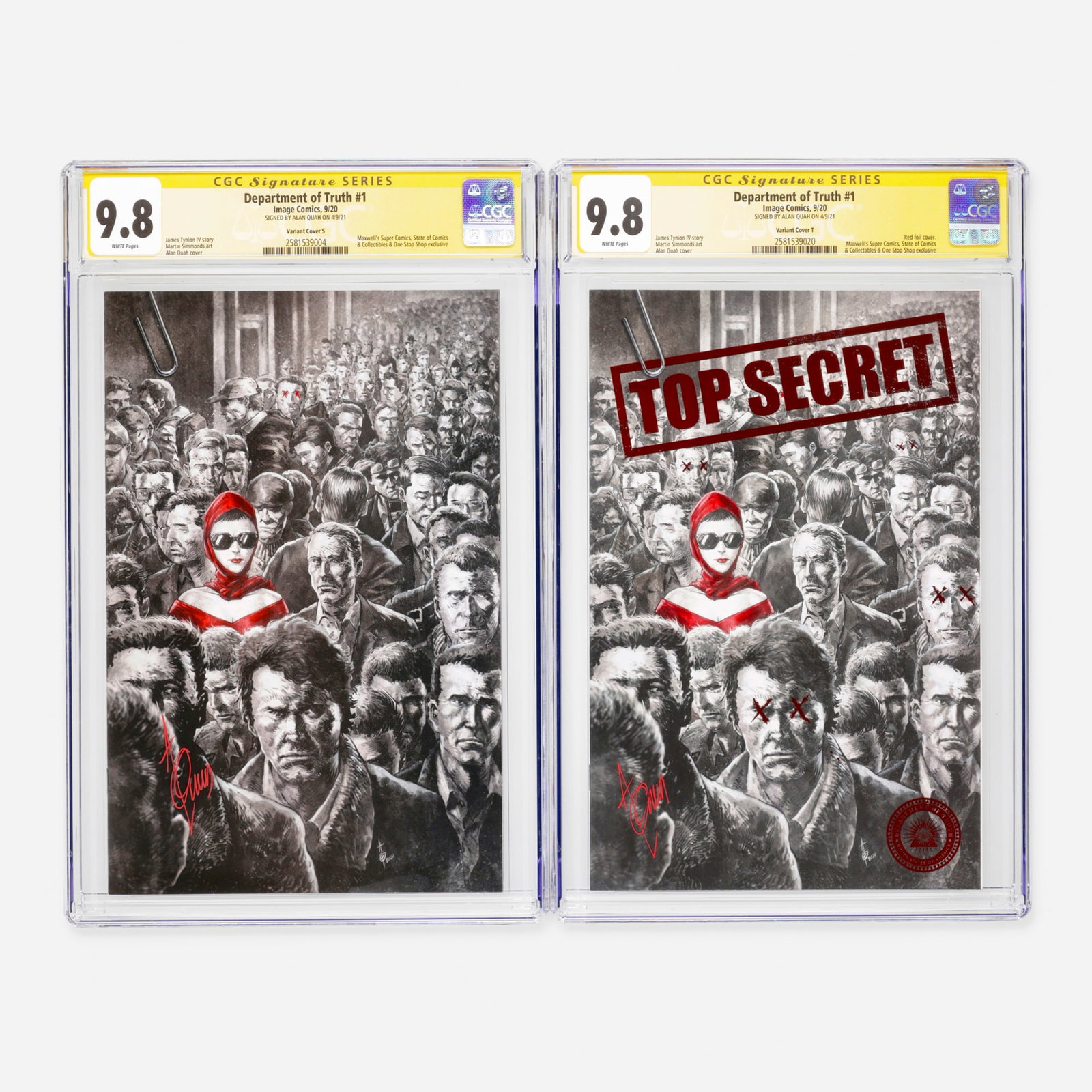 2 Image Comics Department of Truth #1 Variant Cover S and T CGC 9.8 Signature Series Alan Quah Group (1 of 2)