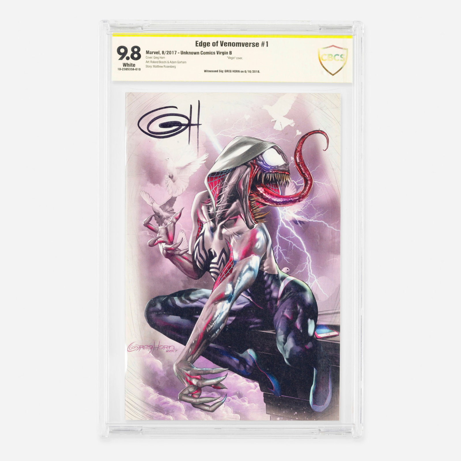 Marvel Comics Edge of Venomverse #1 Unknown Comics Virgin B CBCS 9.8 Signed Greg Horn (1 of 2)
