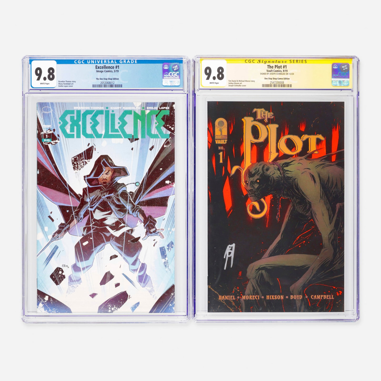 2 Image/Skybound and Vault Comics Excellence #1 and The Plot #1 CGC 9.8 One Stop Shop Edition Group (1 of 2)