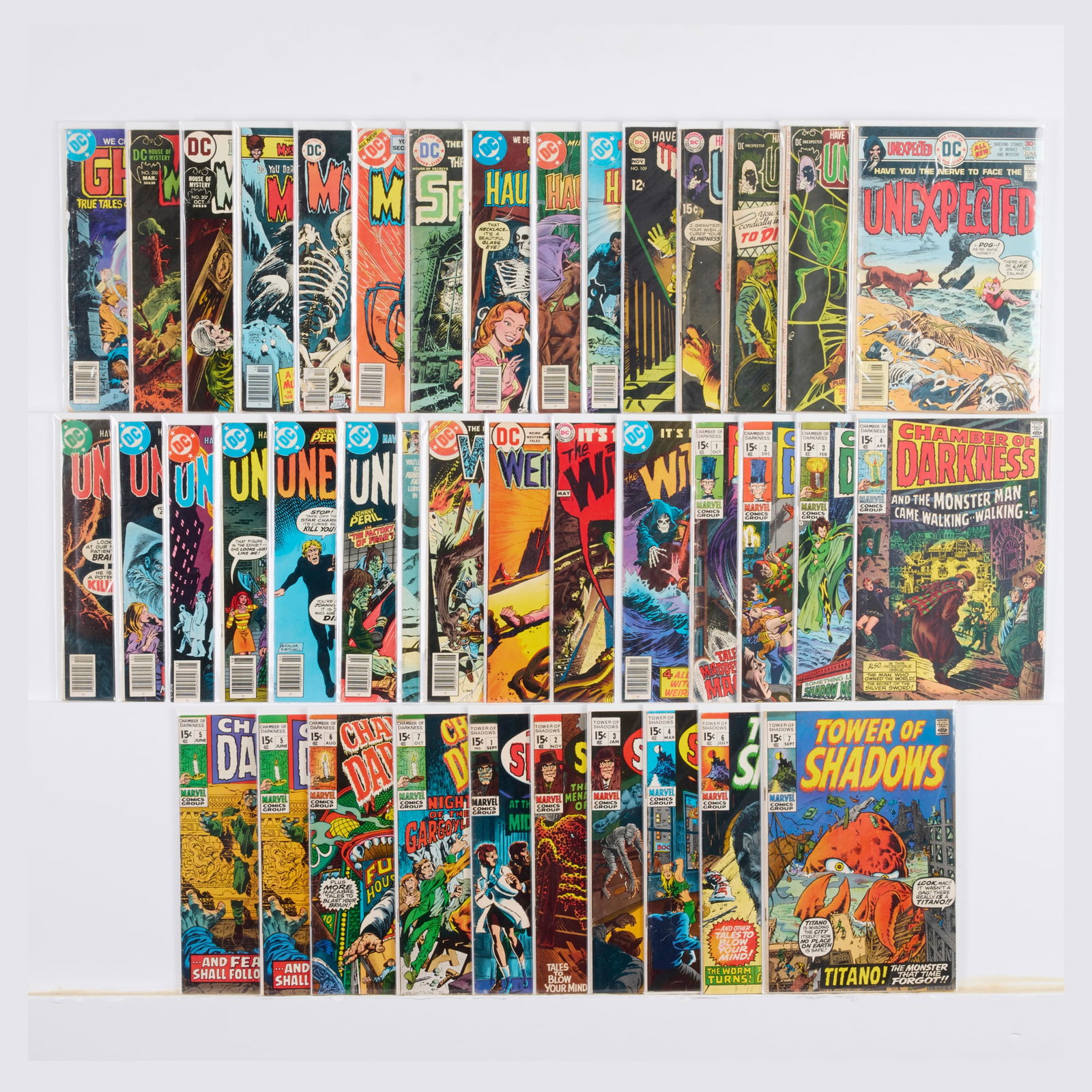 40 DC and Marvel Comics Horror and Supernatural Related Mixed Title Group: 40 DC and Marvel Comics Horror and Supernatural Related Mixed Title Group USA, 20th Century Group includes: DC Comics Ghosts #55; House of Mystery #200, #207, #246, #248, #265; House of Secrets #125;