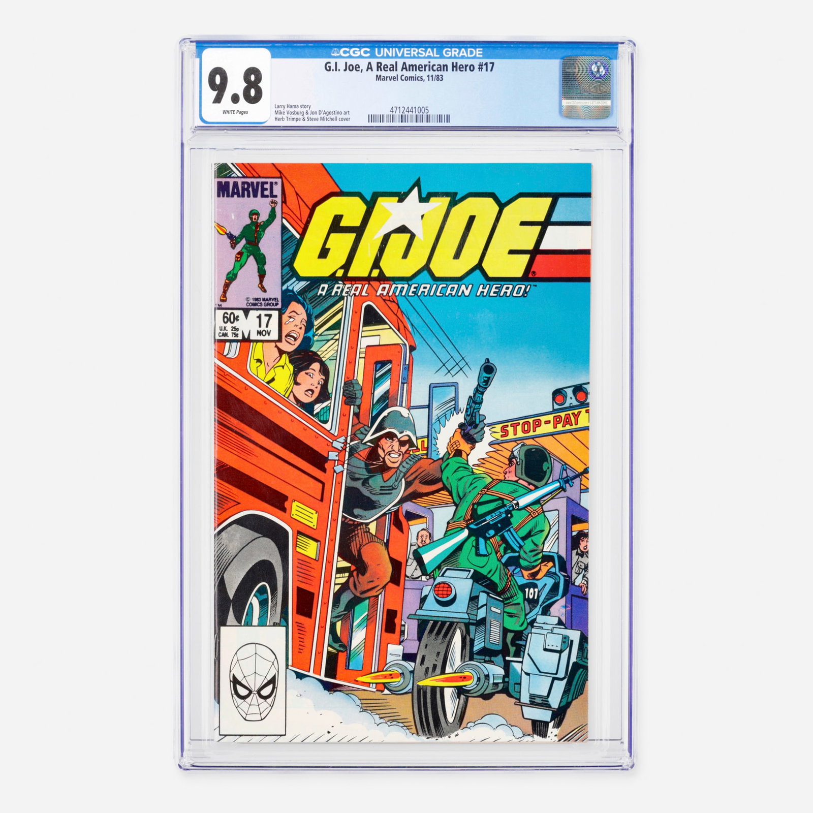 Marvel Comics G.I. Joe, A Real American Hero #17 CGC 9.8: Marvel Comics G.I. Joe, A Real American Hero #17 CGC 9.8 USA, 1983 Released during the Bronze Age, this collectible issue features a narrative written by Larry Hama, interior artwork delivered by