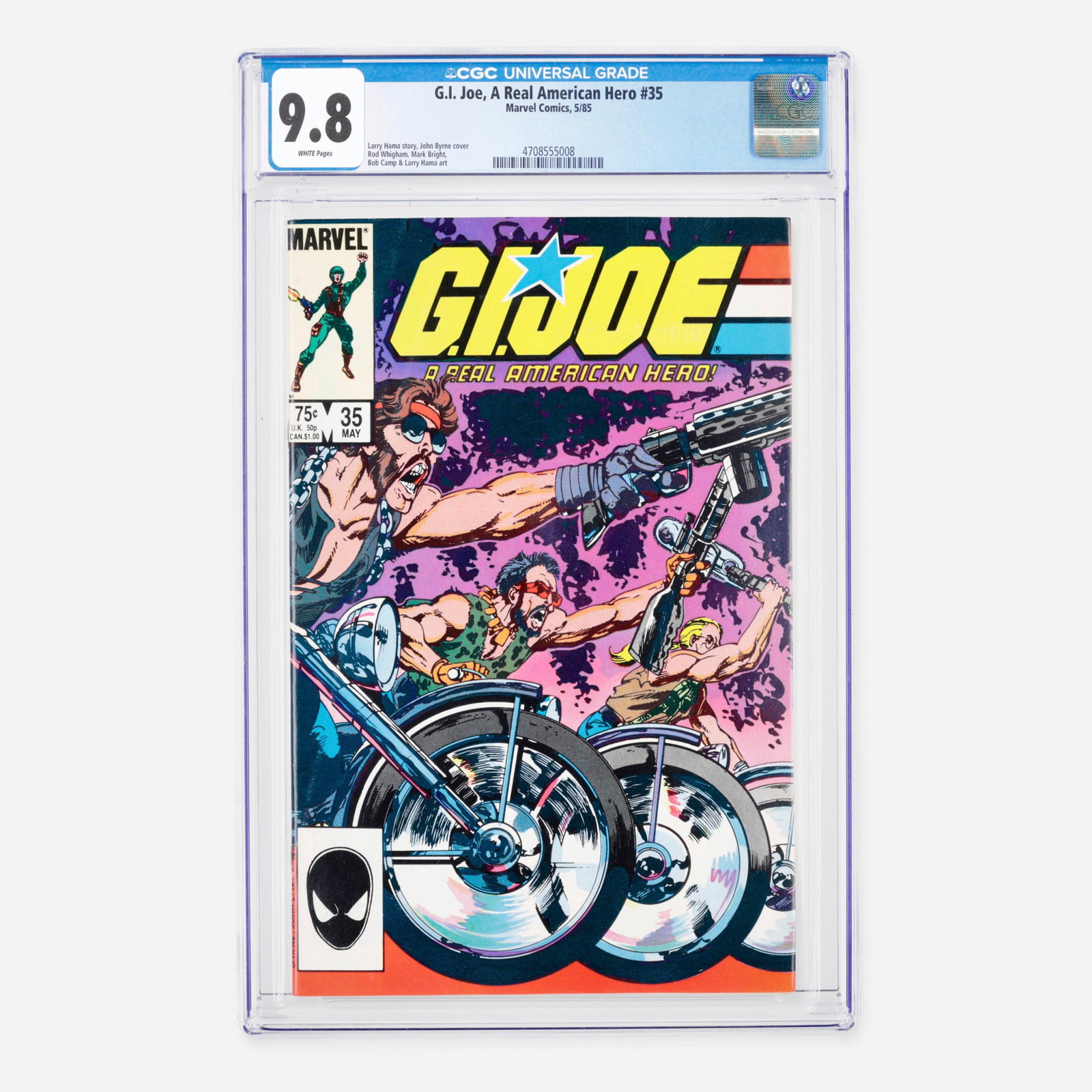 Marvel Comics G.I. Joe, A Real American Hero #35 CGC 9.8: Marvel Comics G.I. Joe, A Real American Hero #35 CGC 9.8 USA, 1985 Released during the Modern Age, this collectible issue features a narrative crafted by Larry Hama and a cover designed by John