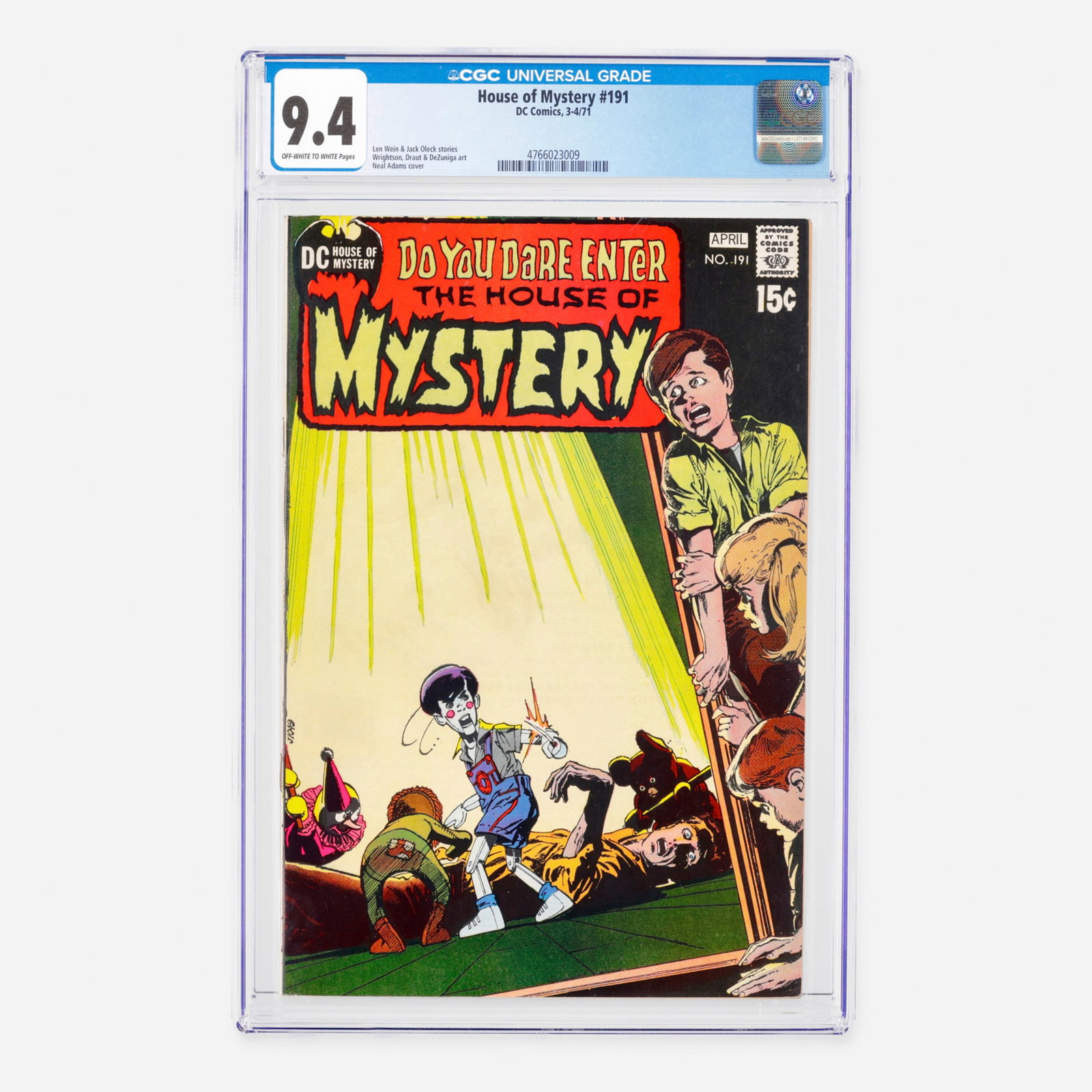 DC Comics House of Mystery #191 CGC 9.4: DC Comics House of Mystery #191 CGC 9.4 USA, 1971 This Bronze Age horror anthology issue features compelling stories penned by Len Wein and Jack Oleck, with interior art by Bernie Wrightson, Bill Drau