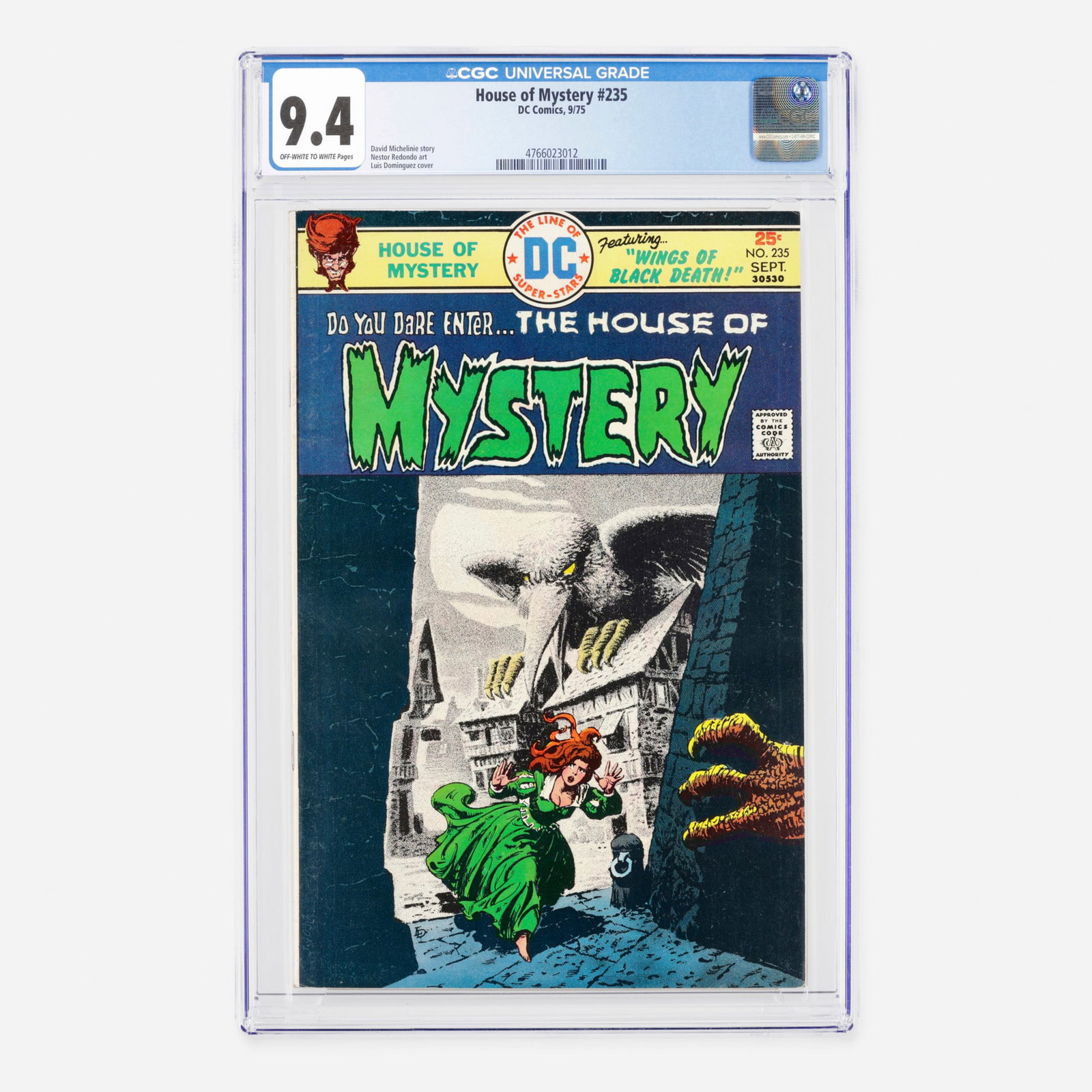 DC Comics House of Mystery #235 CGC 9.4: DC Comics House of Mystery #235 CGC 9.4 USA, 1975 This Bronze Age horror anthology issue features a compelling tale penned by David Michelinie, with atmospheric interior art by Nestor Redondo and a st