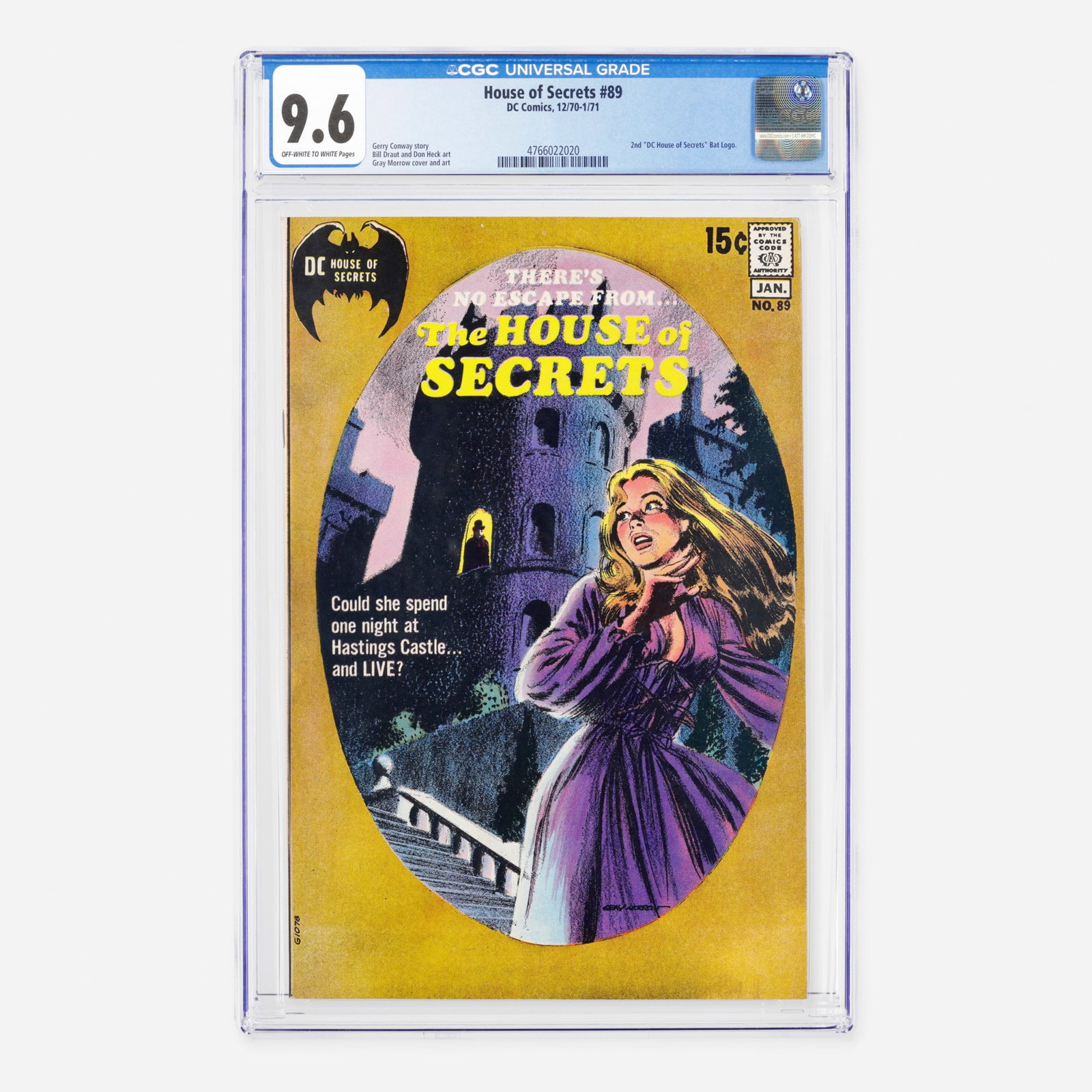 DC Comics House of Secrets #89 CGC 9.6: DC Comics House of Secrets #89 CGC 9.6 USA, 1971 This Bronze Age issue features the second DC "House of Secrets" Bat Logo. The chilling story is penned by Gerry Conway, with interior art by Bill