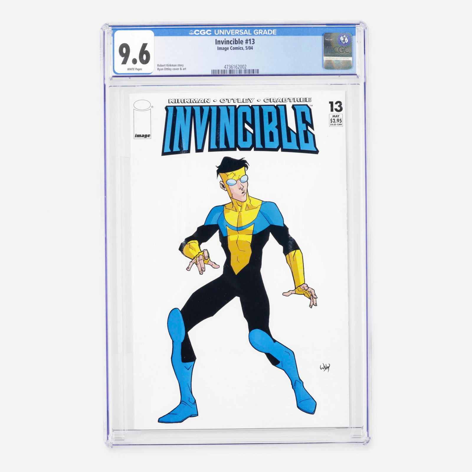 Image Comics Invincible #13 CGC 9.6: Image Comics Invincible #13 CGC 9.6 USA, 2004 Released during the Modern Age, this collectible issue features a narrative written by Robert Kirkman, featuring cover and interior artwork delivered by