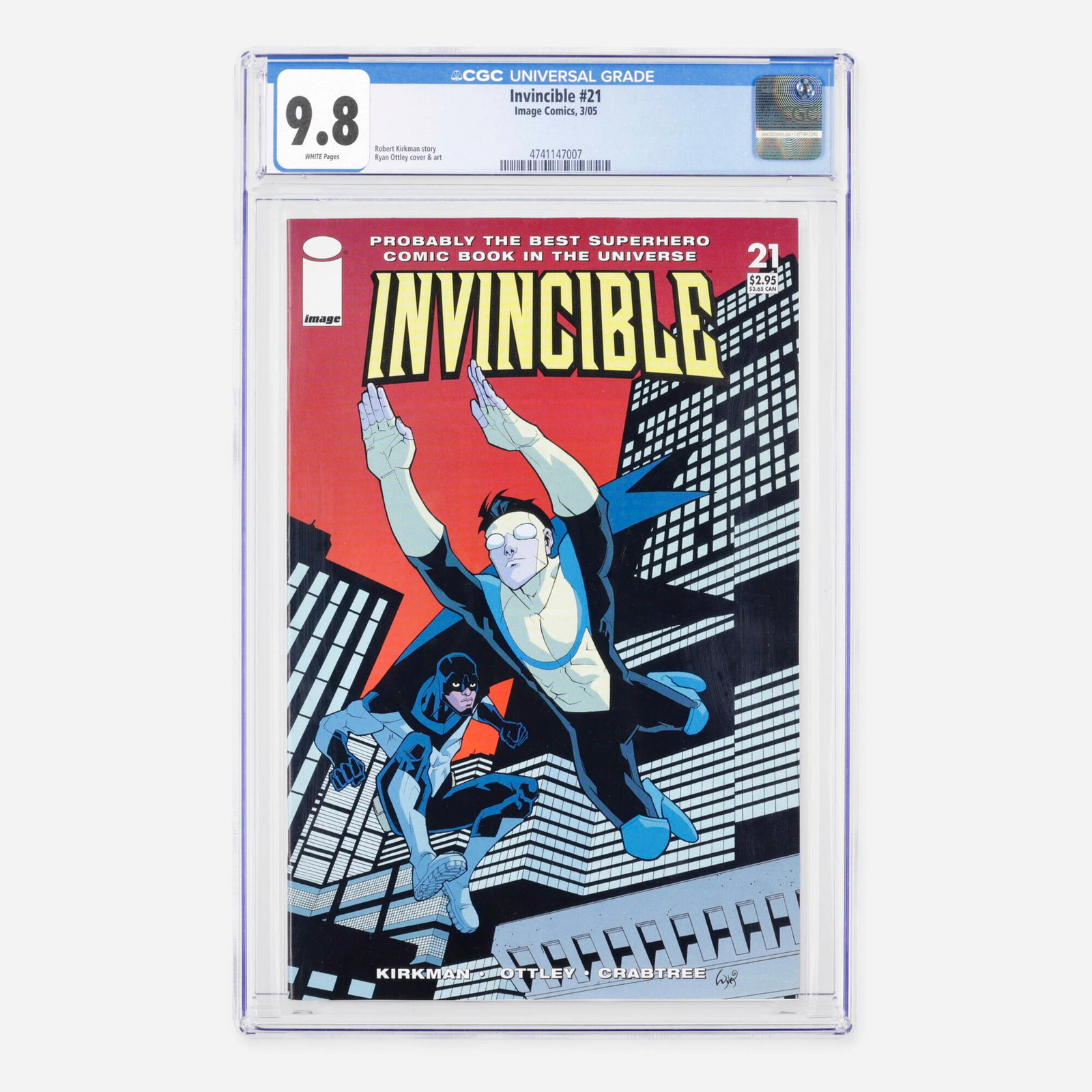 Image Comics Invincible #21 CGC 9.8: Image Comics Invincible #21 CGC 9.8 USA, 2005 Belonging to the Modern Age, this compelling issue continues the epic superhero saga. It was written by Robert Kirkman with dynamic interior artwork and