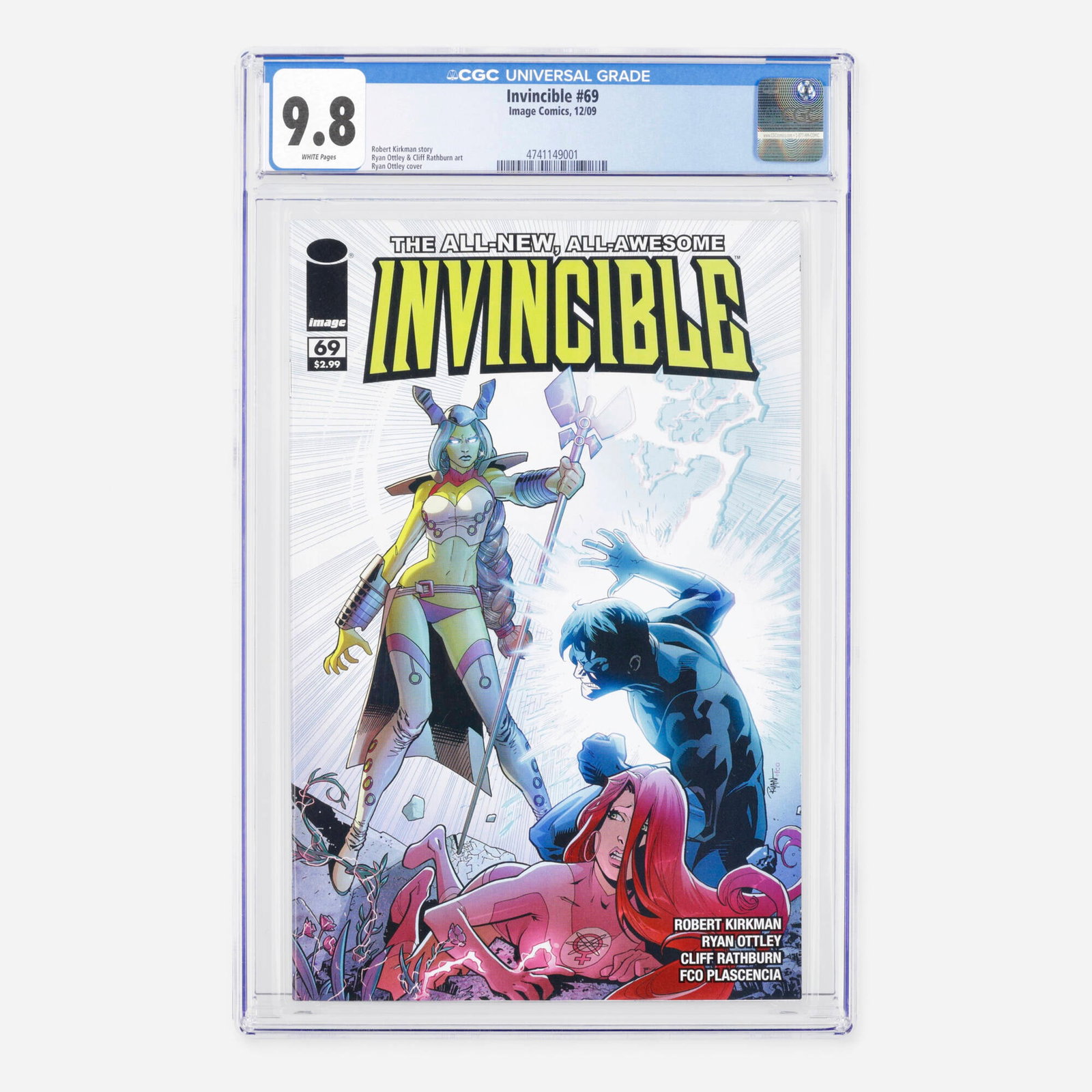 Image Comics Invincible #69 CGC 9.8: Image Comics Invincible #69 CGC 9.8 USA, 2009 Hailing from the Modern Age, this captivating chapter advances the acclaimed superhero series. It was written by Robert Kirkman with dynamic interior