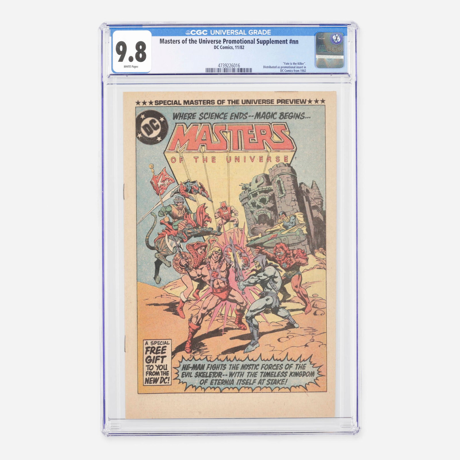 DC Comics Masters of the Universe Promotional Supplement #nn CGC 9.8: DC Comics Masters of the Universe Promotional Supplement #nn CGC 9.8 USA, 1982 Released during the Bronze Age, this collectible promotional supplement features the story "Fate is the Killer" and was d