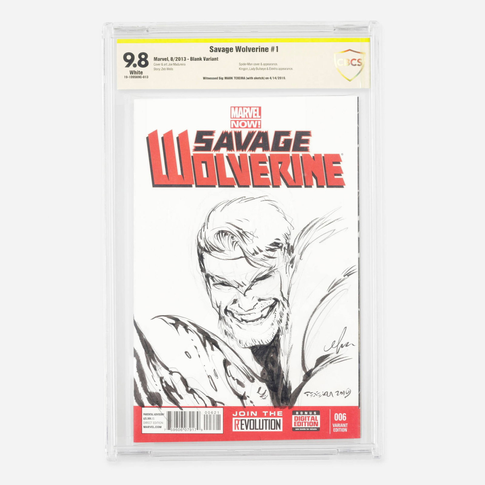 Marvel Comics Savage Wolverine #1 Blank Variant CBCS 9.8 Signed Mark Texeira (1 of 2)