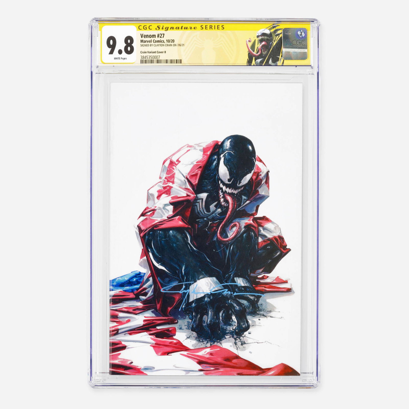 Marvel Comics Venom #27 CGC 9.8 Crain Variant Cover B Signature Series Clayton Crain (1 of 2)