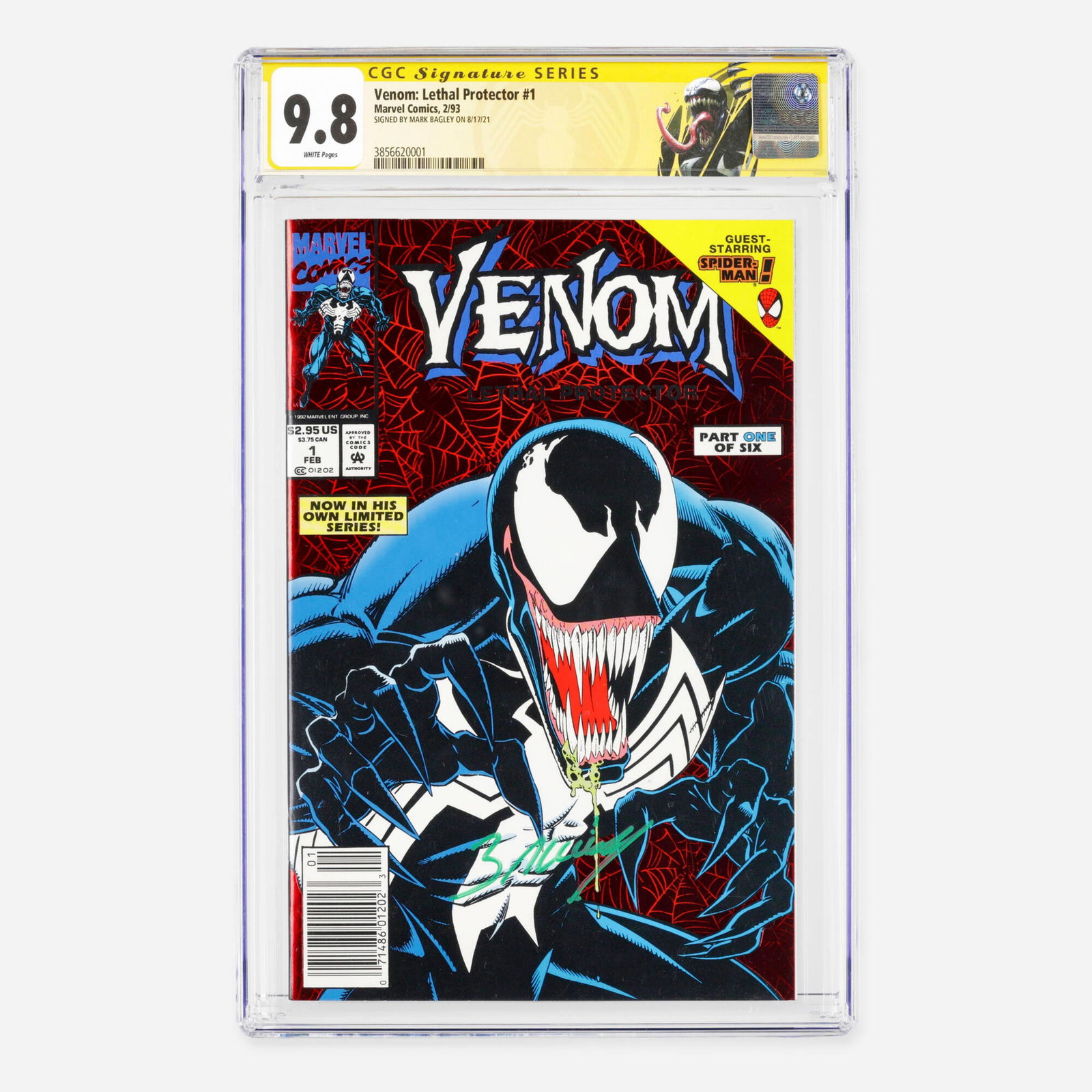 Marvel Comics Venom: Lethal Protector #1 CGC 9.8 Newsstand Signature Series Mark Bagley: Marvel Comics Venom: Lethal Protector #1 CGC 9.8 Newsstand Signature Series Mark Bagley USA, 1993 Set in the Modern Age, this milestone features the first Venom appearance in his own title, a Spider-M