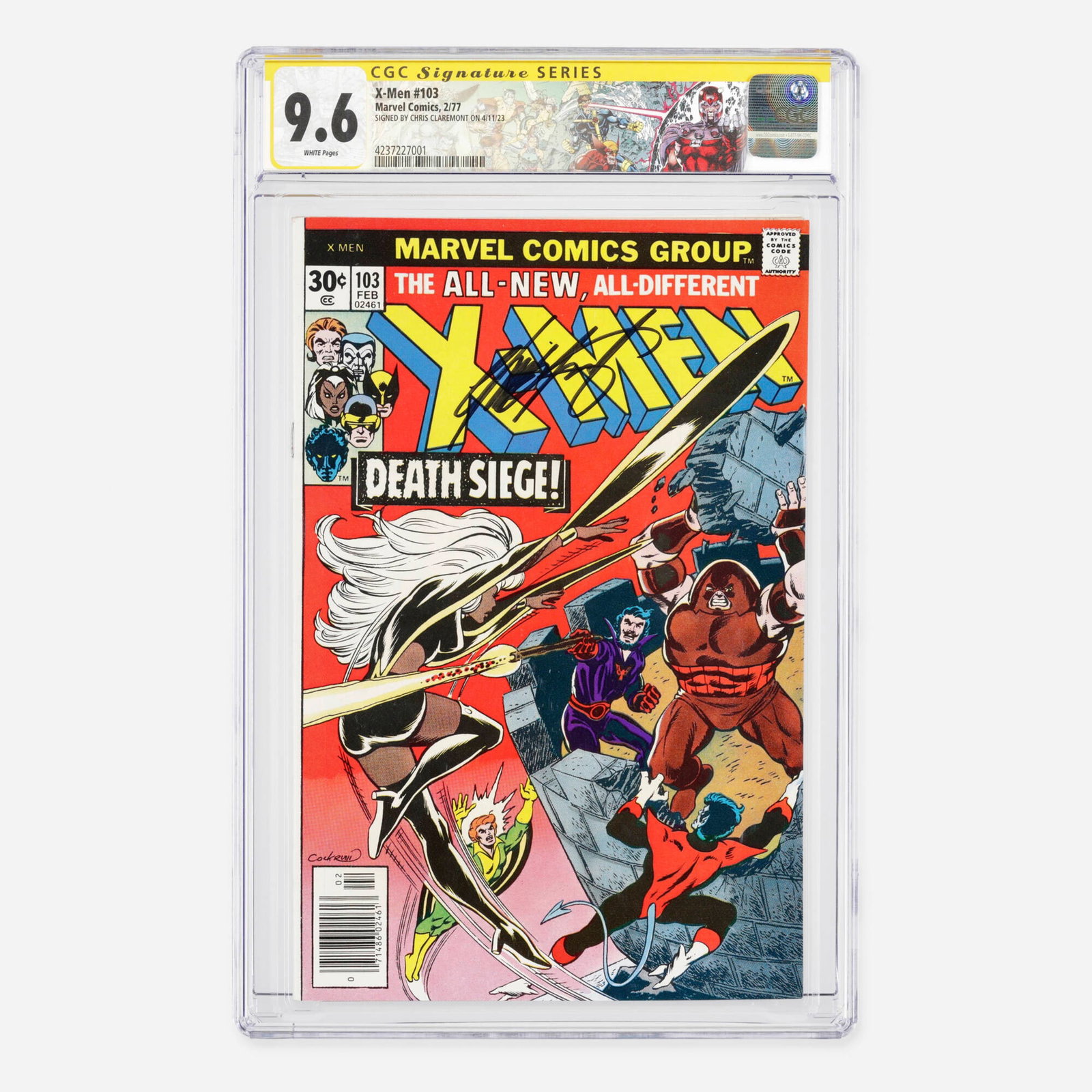 Marvel Comics X-Men #103 CGC 9.6 Signature Series Chris Claremont: Marvel Comics X-Men #103 CGC 9.6 Signature Series Chris Claremont USA, 1977 This Bronze Age issue features thrilling appearances by Black Tom and the Juggernaut. The classic narrative is penned by Chr