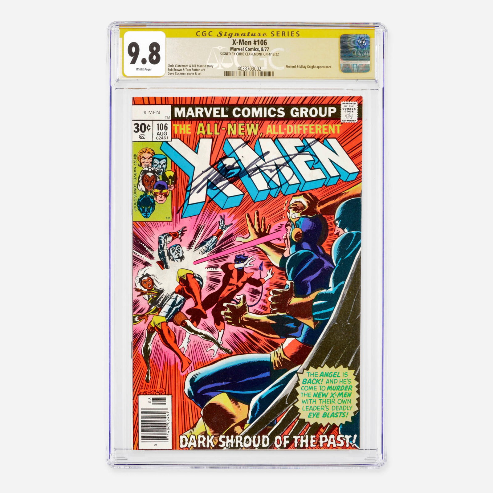 Marvel Comics X-Men #106 CGC 9.8 Signature Series Chris Claremont (1 of 2)