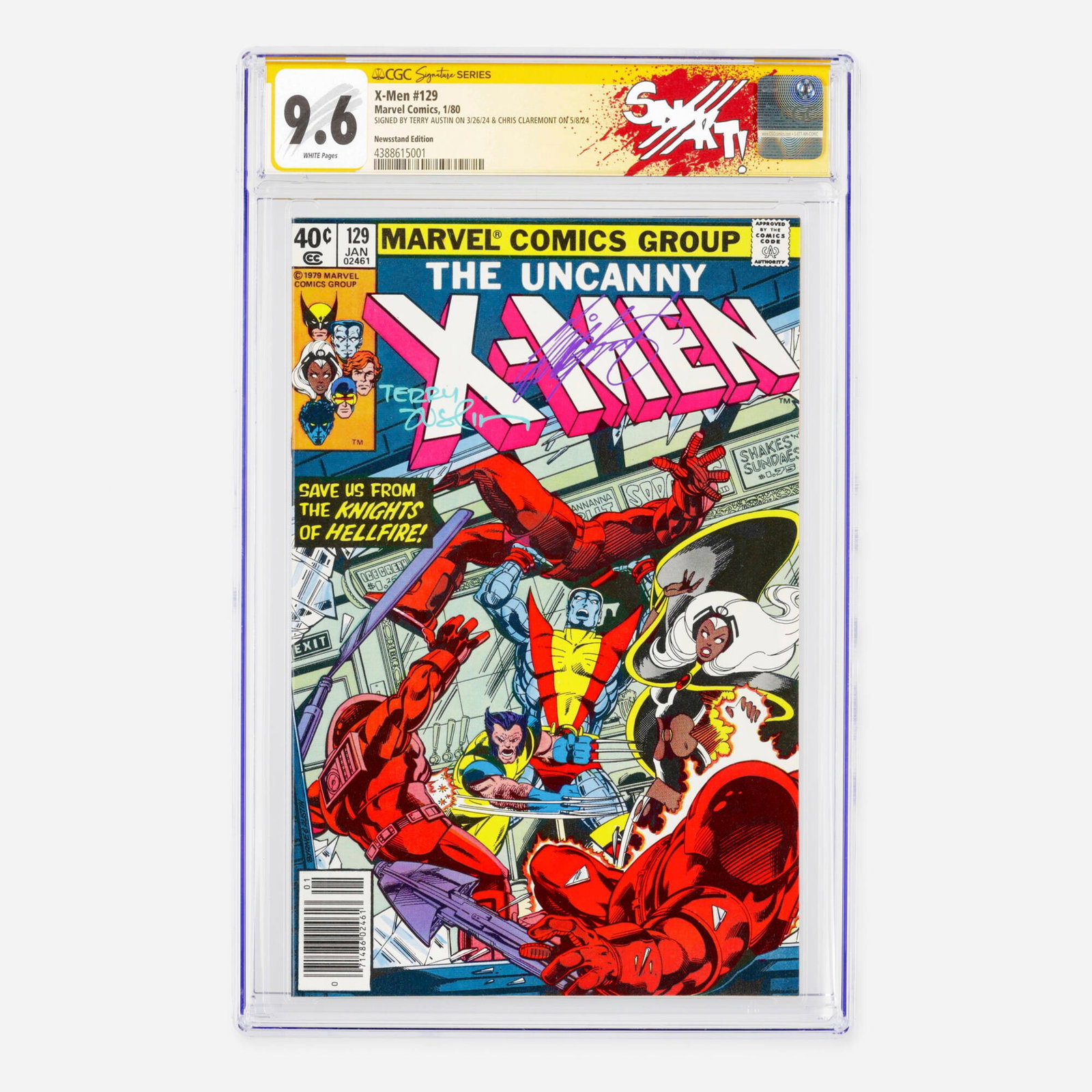 Marvel Comics X-Men #129 CGC 9.6 Newsstand Signature Series Terry Austin and Chris Claremont: Marvel Comics X-Men #129 CGC 9.6 Newsstand Signature Series Terry Austin and Chris Claremont USA, 1980 Set in the Bronze Age, this rare Newsstand Edition variant features the first appearance of Kitty