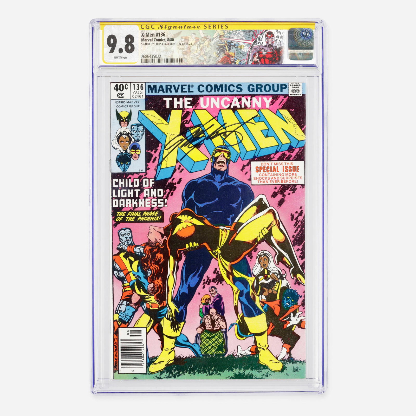 Marvel Comics X-Men #136 CGC 9.8 Newsstand Signature Series Chris Claremont: Marvel Comics X-Men #136 CGC 9.8 Newsstand Signature Series Chris Claremont USA, 1980 Set in the Bronze Age, featuring a Lilandra appearance and a cameo by President Jimmy Carter, complete with an