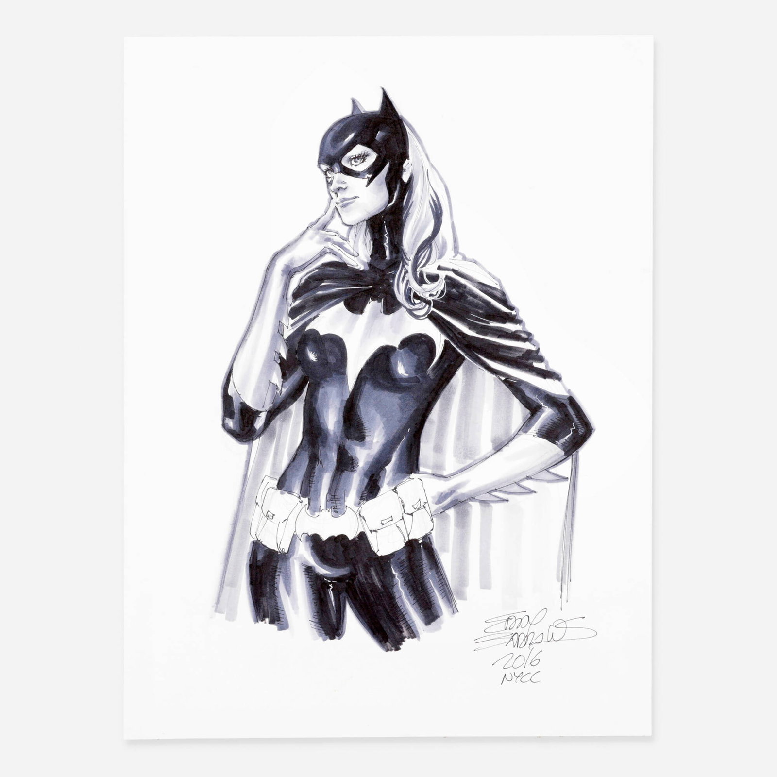 Eddy Barrows, Batgirl Original Art Illustration: Eddy Barrows Batgirl Original Art Illustration pencil and ink on paper 12 h x 9 w in (30 x 23 cm) This original Batgirl illustration features dynamic pencil and ink work by Brazilian comic artist Eddy