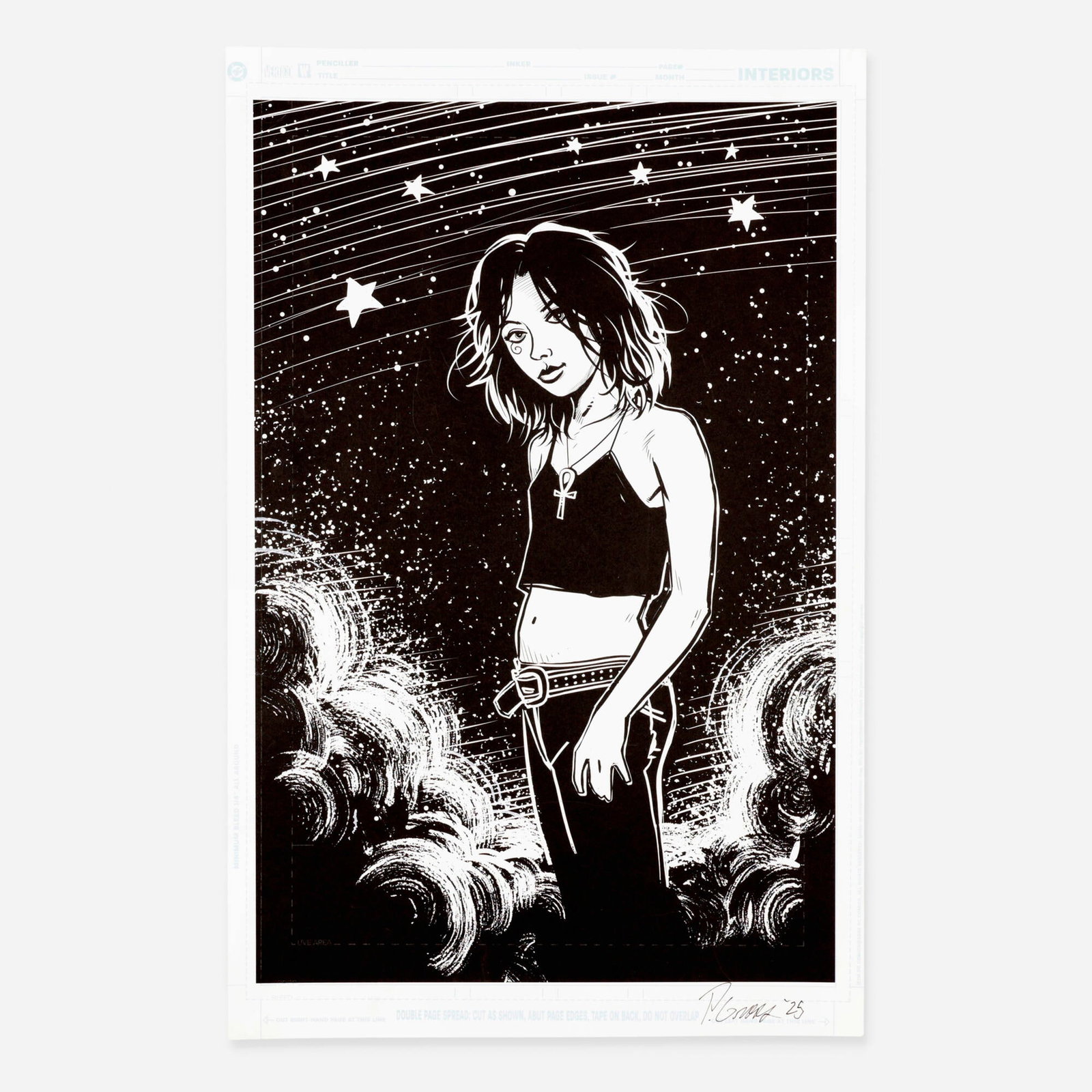 Peter Gross, Death (Sandman) Illustration Print (2025): Peter Gross Death (Sandman) Illustration Print (2025) print on Bristol board 17 h x 11 w in (43 x 28 cm) This original illustration print features monochromatic artwork by comic creator Peter Gross. T