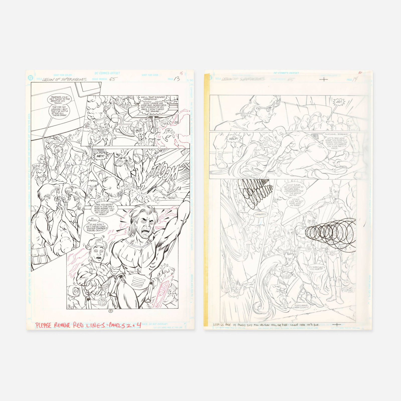 Lee Moder and Ron Boyd, Legion of Super-Heroes #65 Story Pages 13 and 14 (1 of 2)