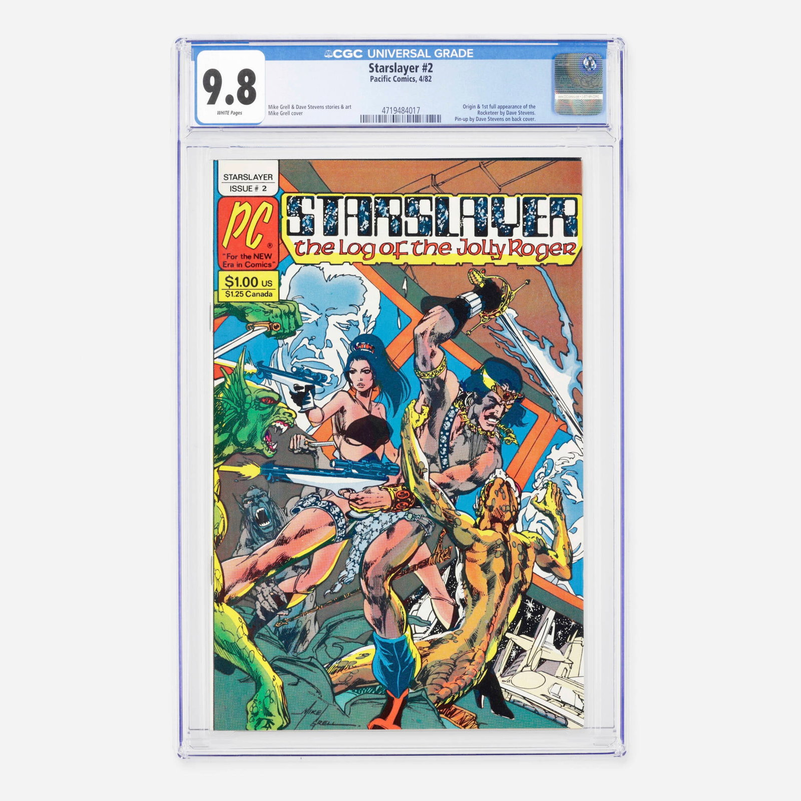 Pacific Comics Starslayer #2 CGC 9.8: Pacific Comics Starslayer #2 CGC 9.8 USA, 1982 This monumental Bronze Age independent milestone features the origin and first full appearance of the Rocketeer created by Dave Stevens, including an ico
