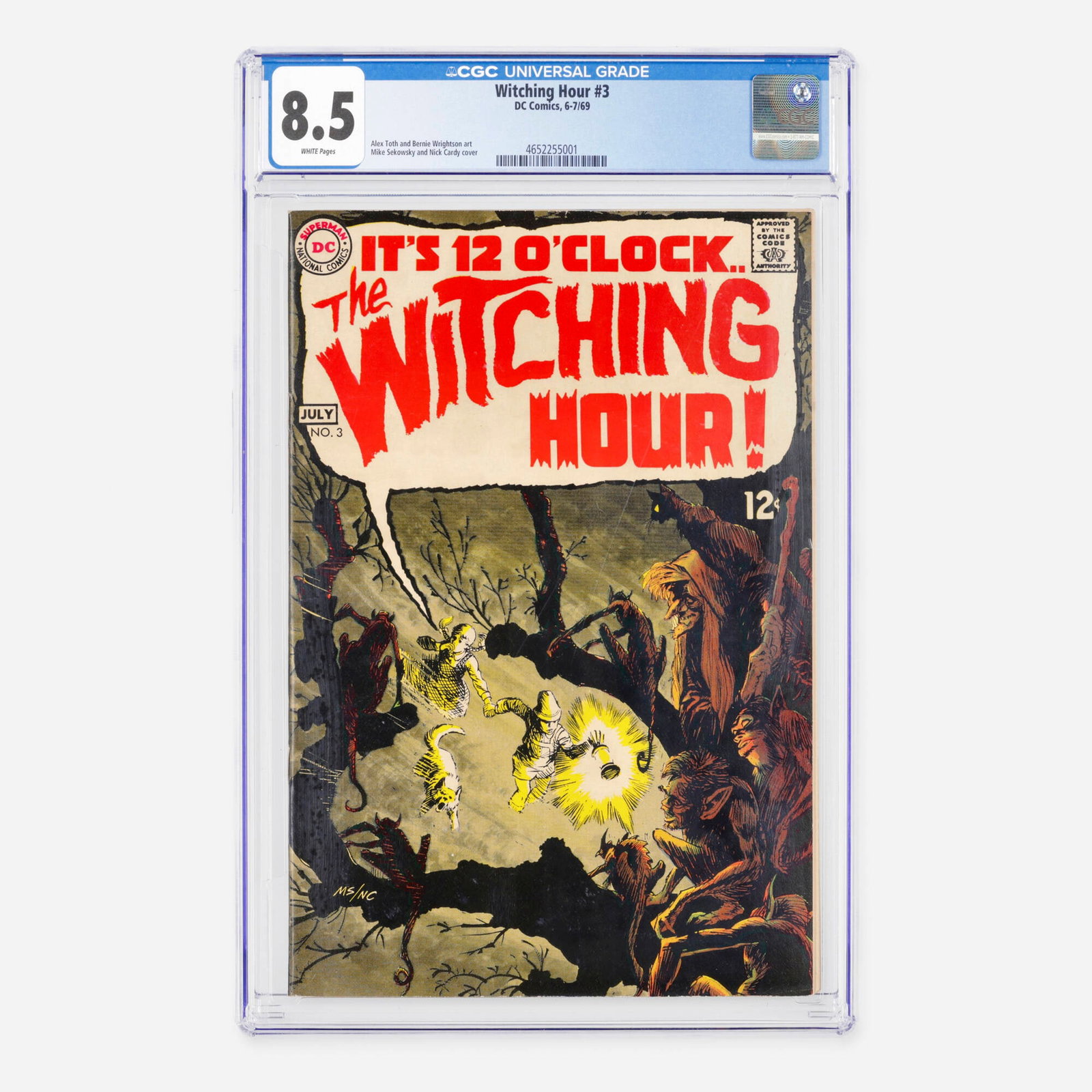 DC Comics Witching Hour #3 CGC 8.5: DC Comics Witching Hour #3 CGC 8.5 USA, 1969 This early Silver Age DC horror issue features haunting interior artwork by legendary masters Alex Toth and Bernie Wrightson, with a striking cover by Mike