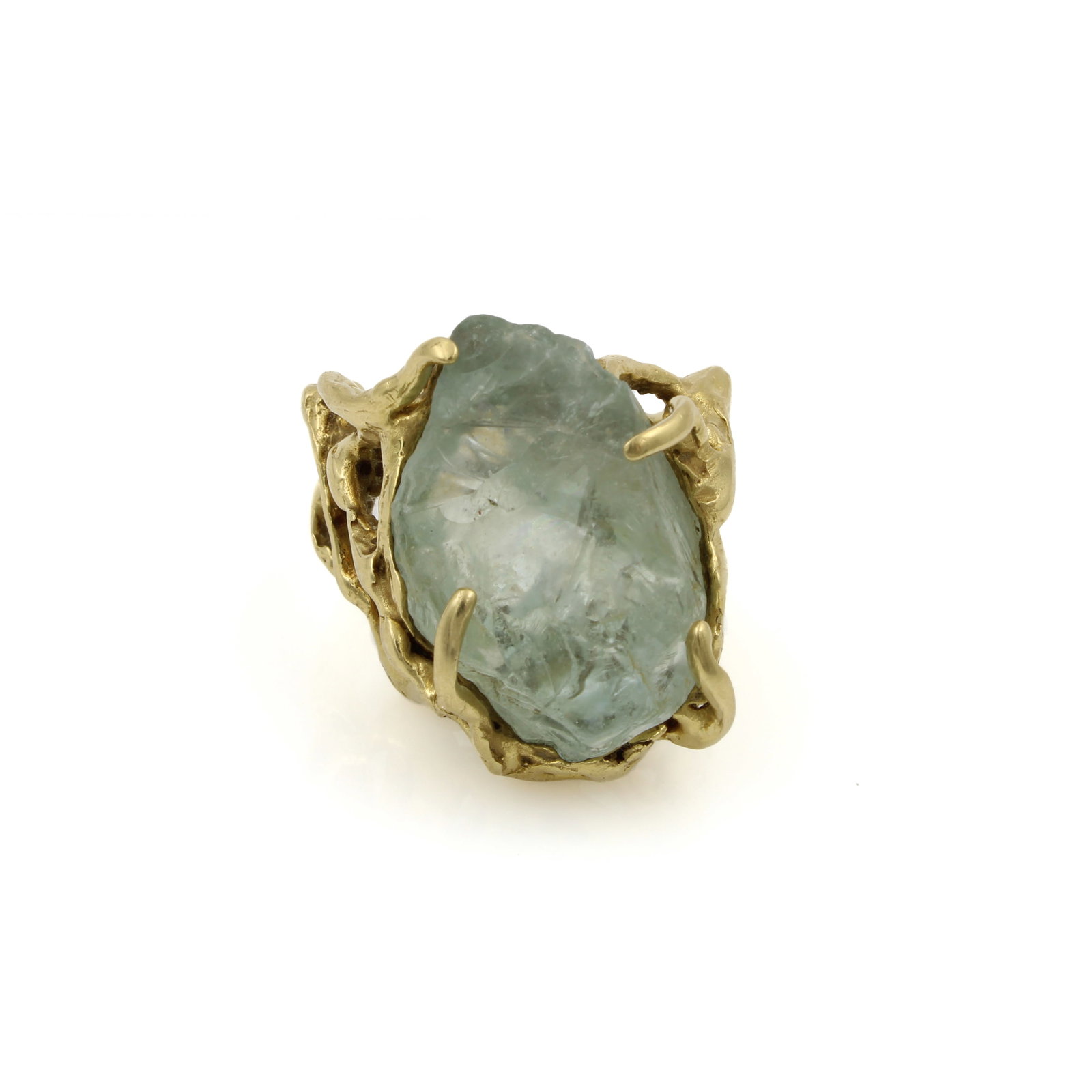 Arthur King 18k Yellow Gold Rough Cut Prasiolite Freeform Nugget Ring (1 of 7)