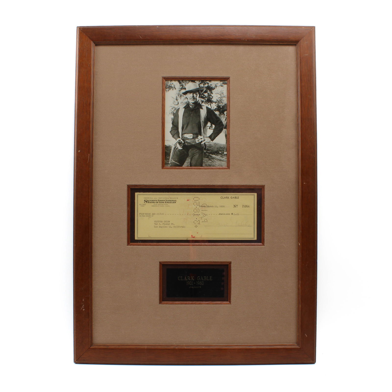 Clark Gable Singed Check framed with photo (1 of 3)