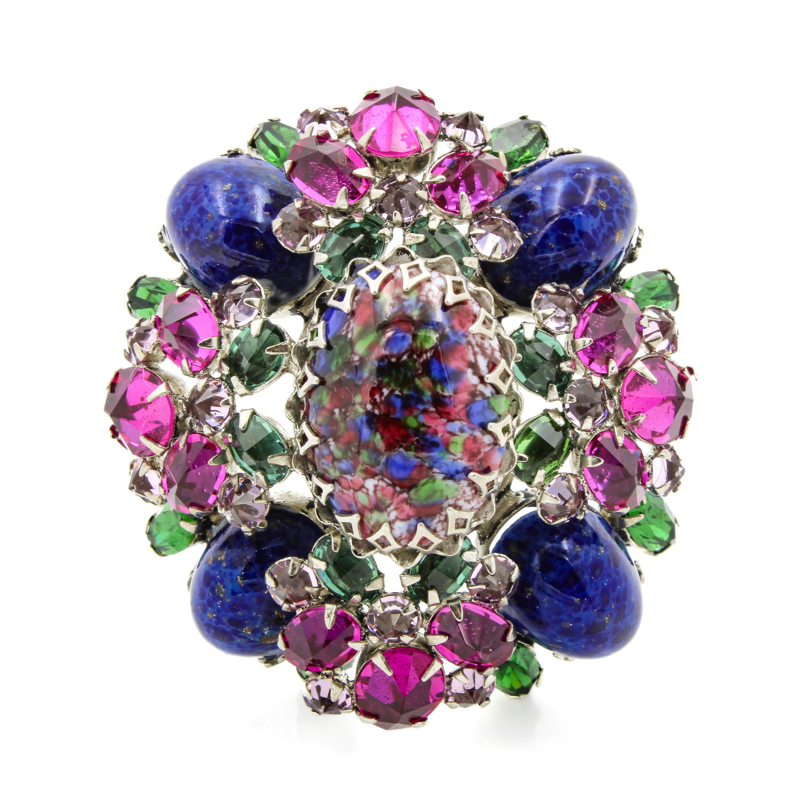 Schreiner NY Cabochon and Rhinestone Brooch (1 of 7)