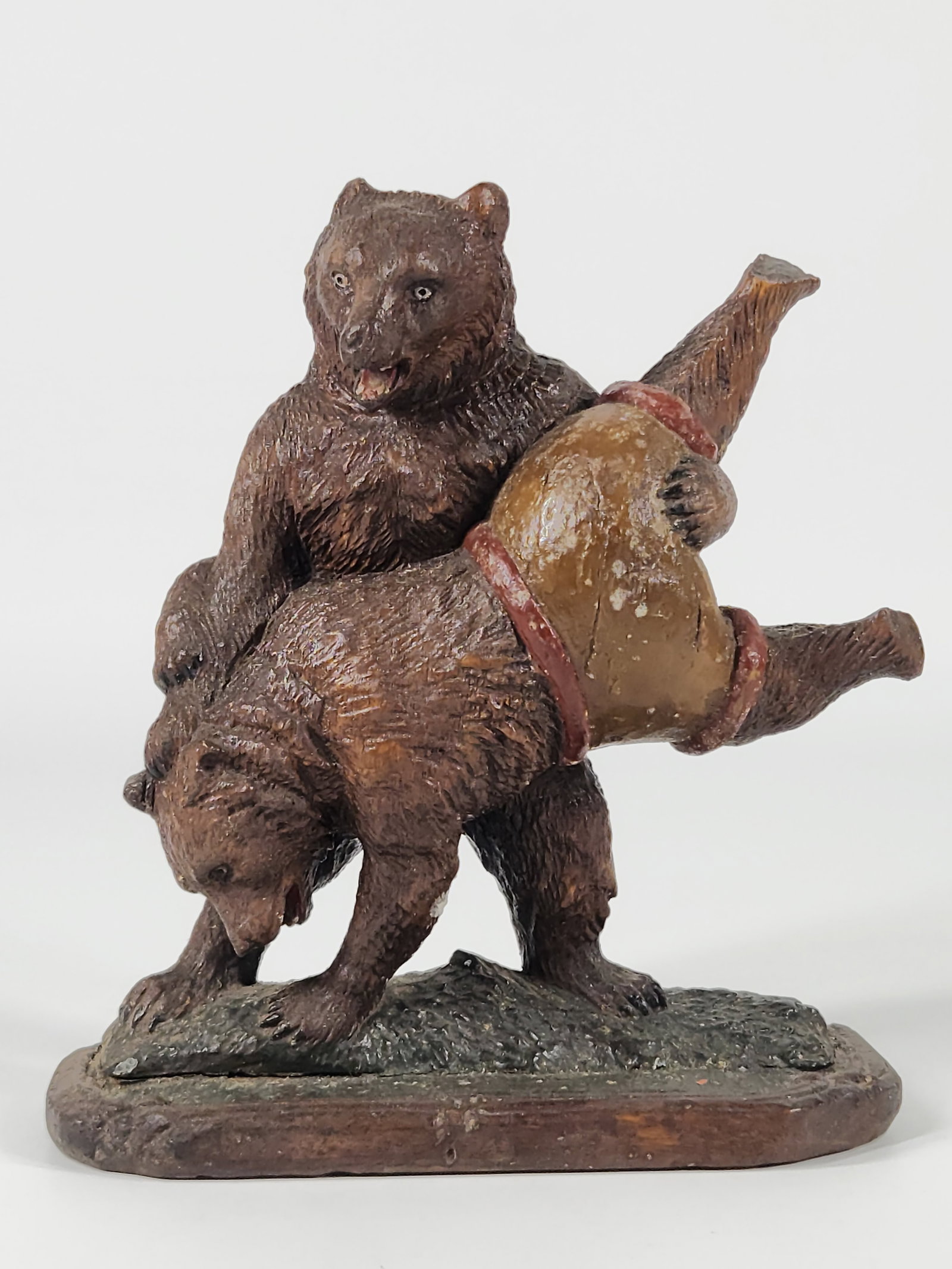 BLACK FOREST WOOD CARVED BEARS WRESTLING (1 of 5)