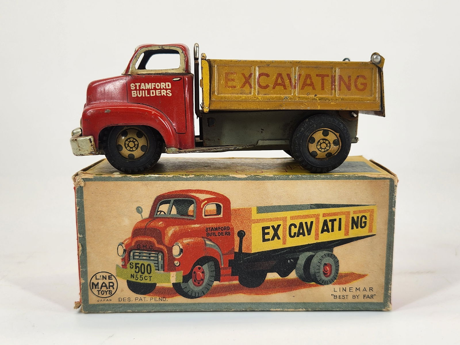 LINE MAR TIN FRICTION EXCAVATING TRUCK W/ BOX (1 of 4)