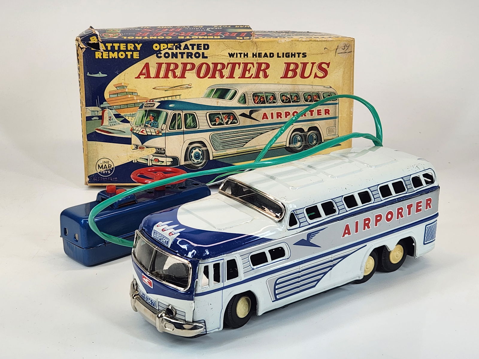 LINE MAR TIN BATTERY OP REMOTE AIRPORTER BUS W/ BOX (1 of 5)