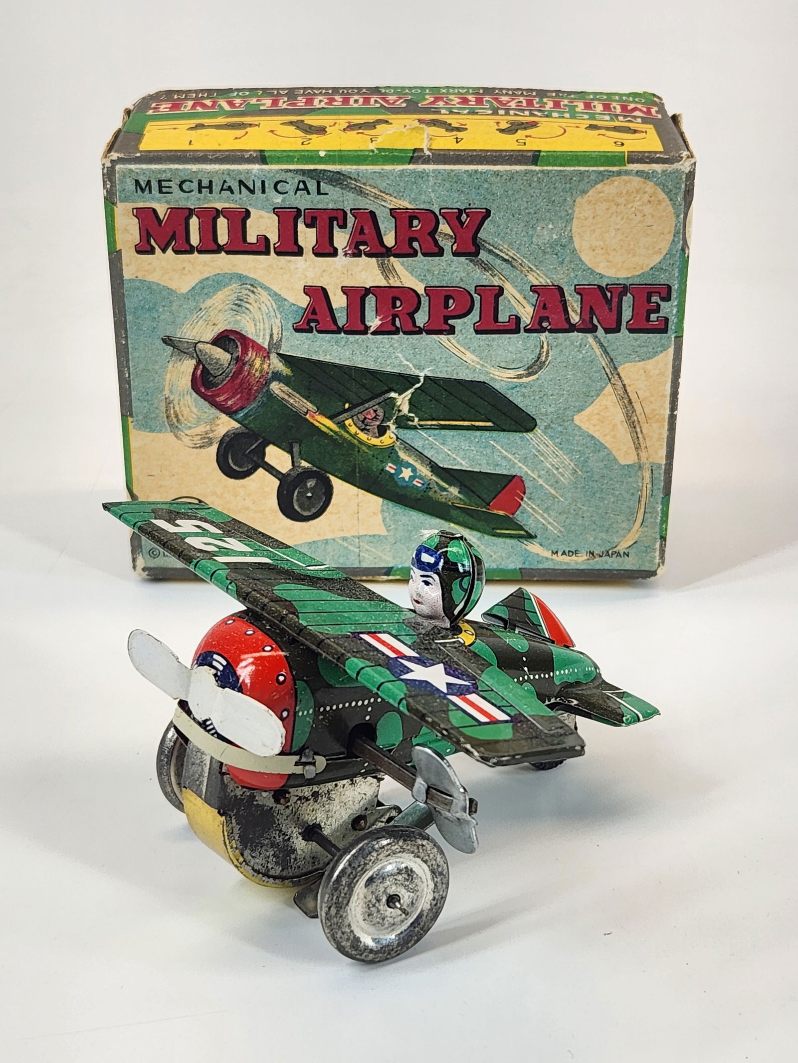 MARX TIN WIND UP MILITARY AIRPLANE W/ BOX (1 of 3)
