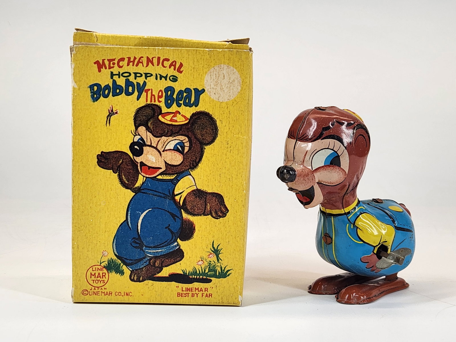 LINE MAR TIN WIND UP HOPPING BOBBY THE BEAR W/ BOX (1 of 4)