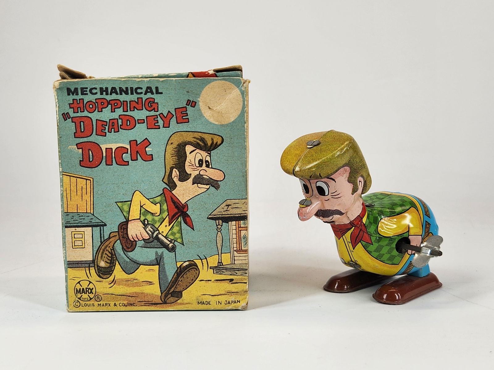 MARX TIN WIND UP HOPPING DEAD EYE DICK W/ BOX (1 of 4)