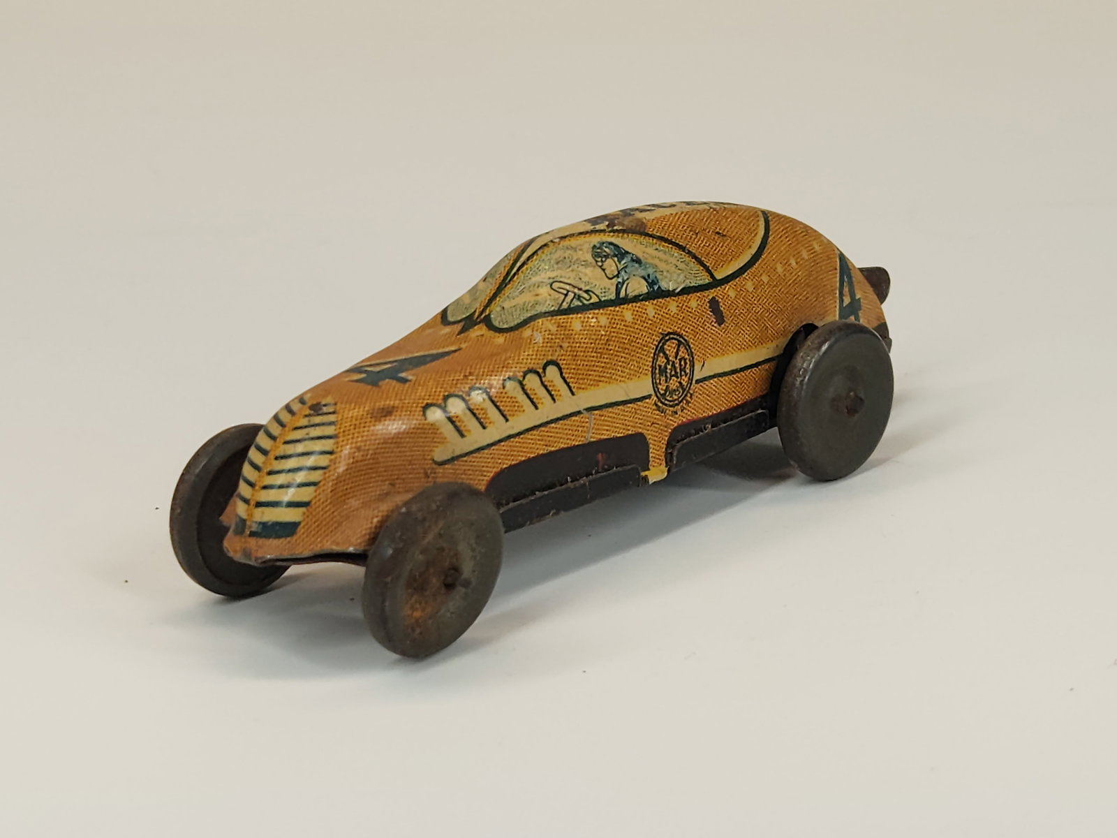 VINTAGE MARX TIN LITHO WIND UP RACE CAR - RACER (1 of 4)