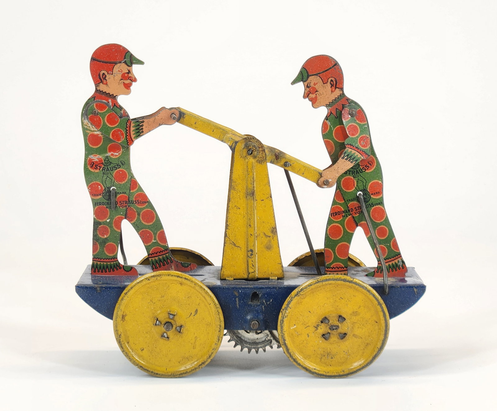 STRAUSS TIN WIND UP HAND CAR (1 of 4)