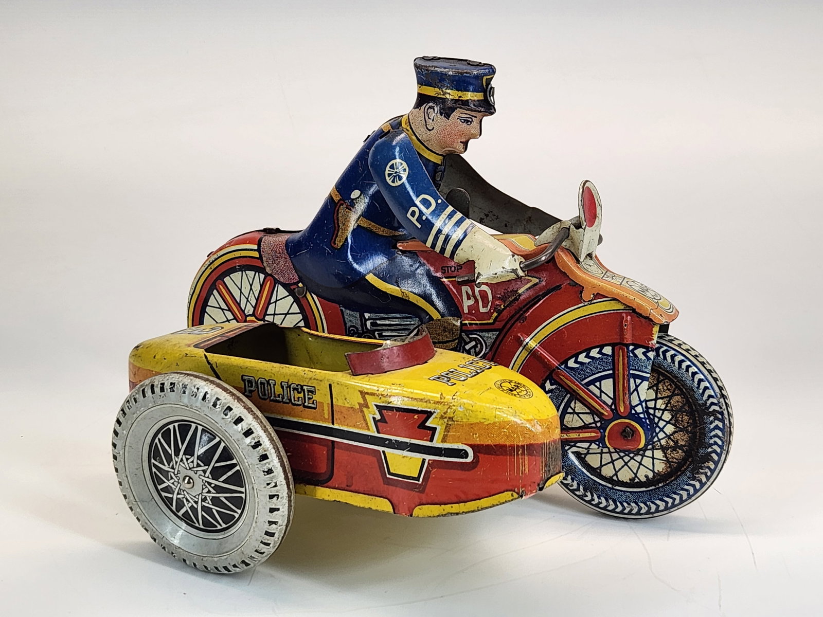 MARX TIN WIND UP POLICE MOTORCYCLE W/ SIREN (1 of 4)