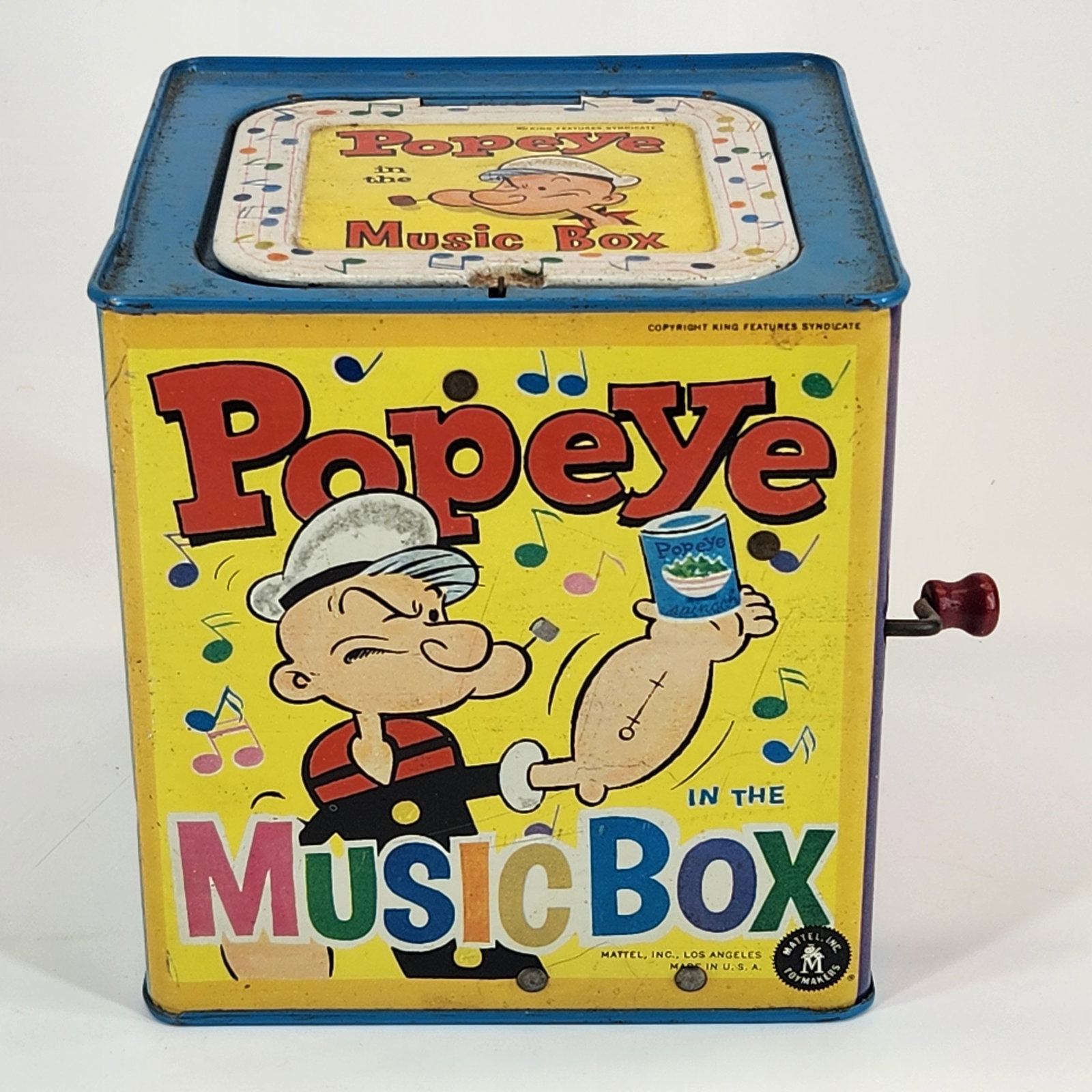MATTEL POPEYE WIND UP JACK IN THE BOX: REMAINS IN GOOD CLEAN WORKING CONDITION.