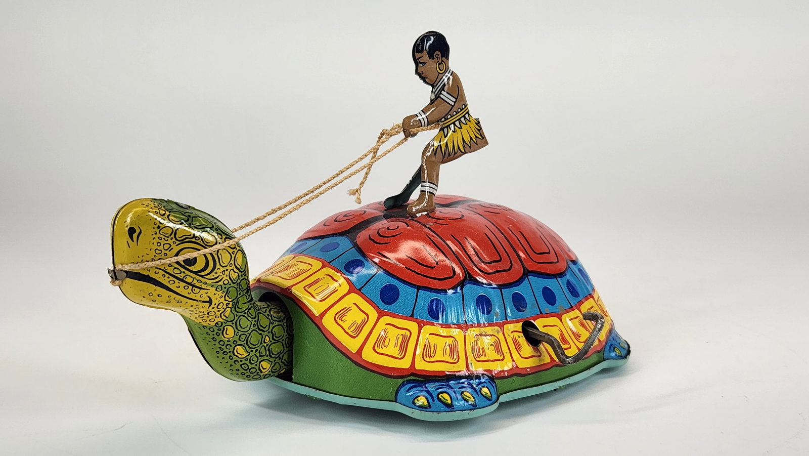 J. CHEIN TIN LITHO WIND UP MAN RIDING TURTLE (1 of 4)