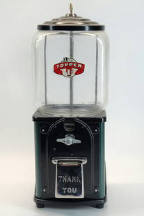 RESTORED TOPPER 1 CENT GUMBALL MACHINE: REMAINS IN GOOD RESTORED CONDITION. STANDS APPROXIMATELY 15.5" TALL