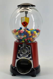 ADVANCE MACHINE CO. 5 CENT GUMBALL MACHINE: REMAINS IN VERY GOOD RESTORED CONDITION. STANDS APPROXIMATELY 16" TALL