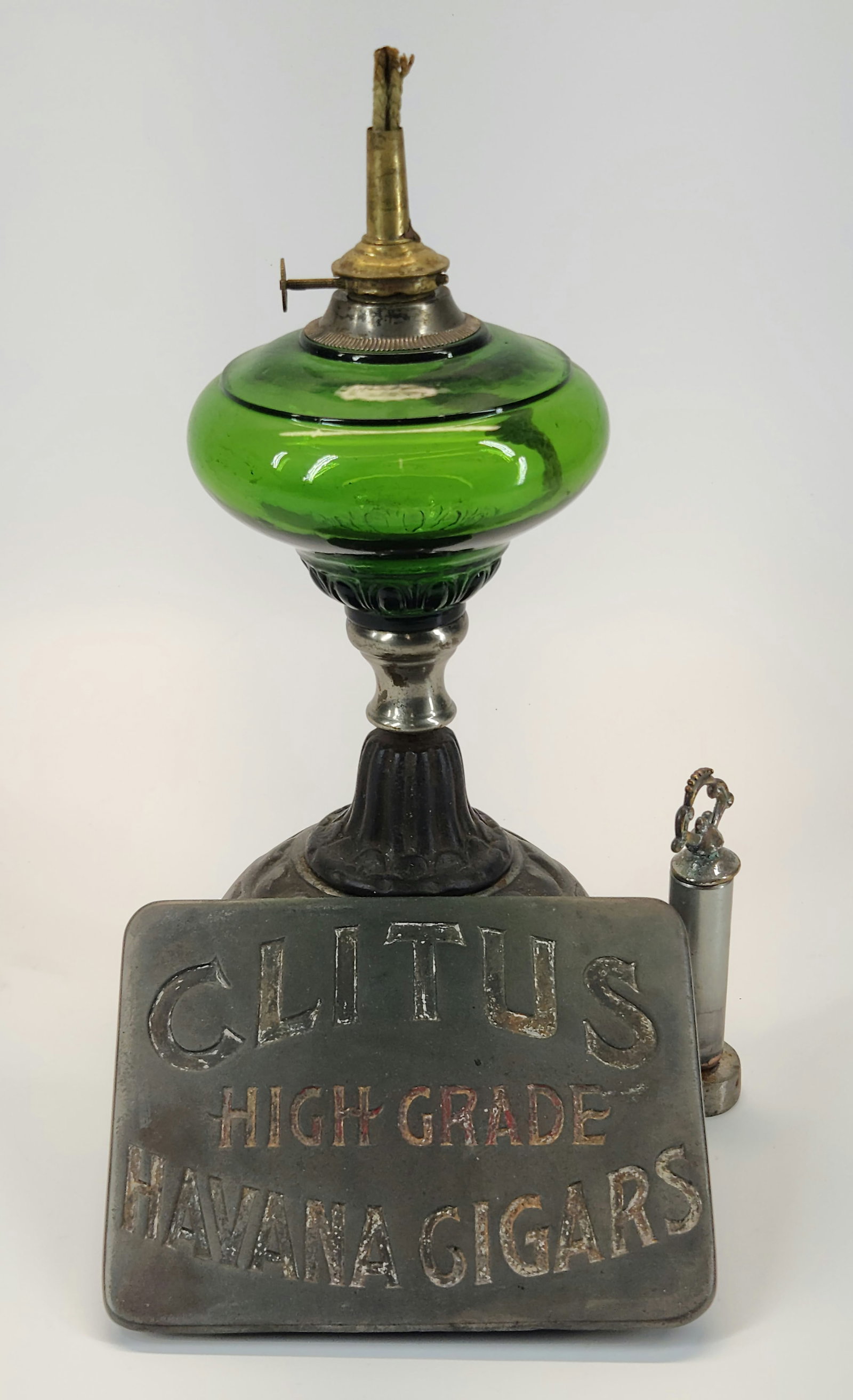 ANTIQUE CLITUS HAVANA CIGAR CUTTER TABLE LAMP (1 of 4)