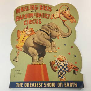 ORIGINAL RINGLING BROS. DIE CUT CARDBOARD SIGN