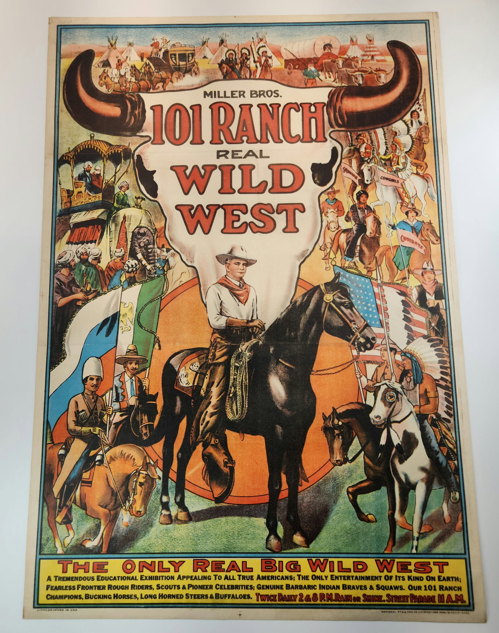 1929 MILLER BROS. WILD WEST POSTER ON LINEN (1 of 4)