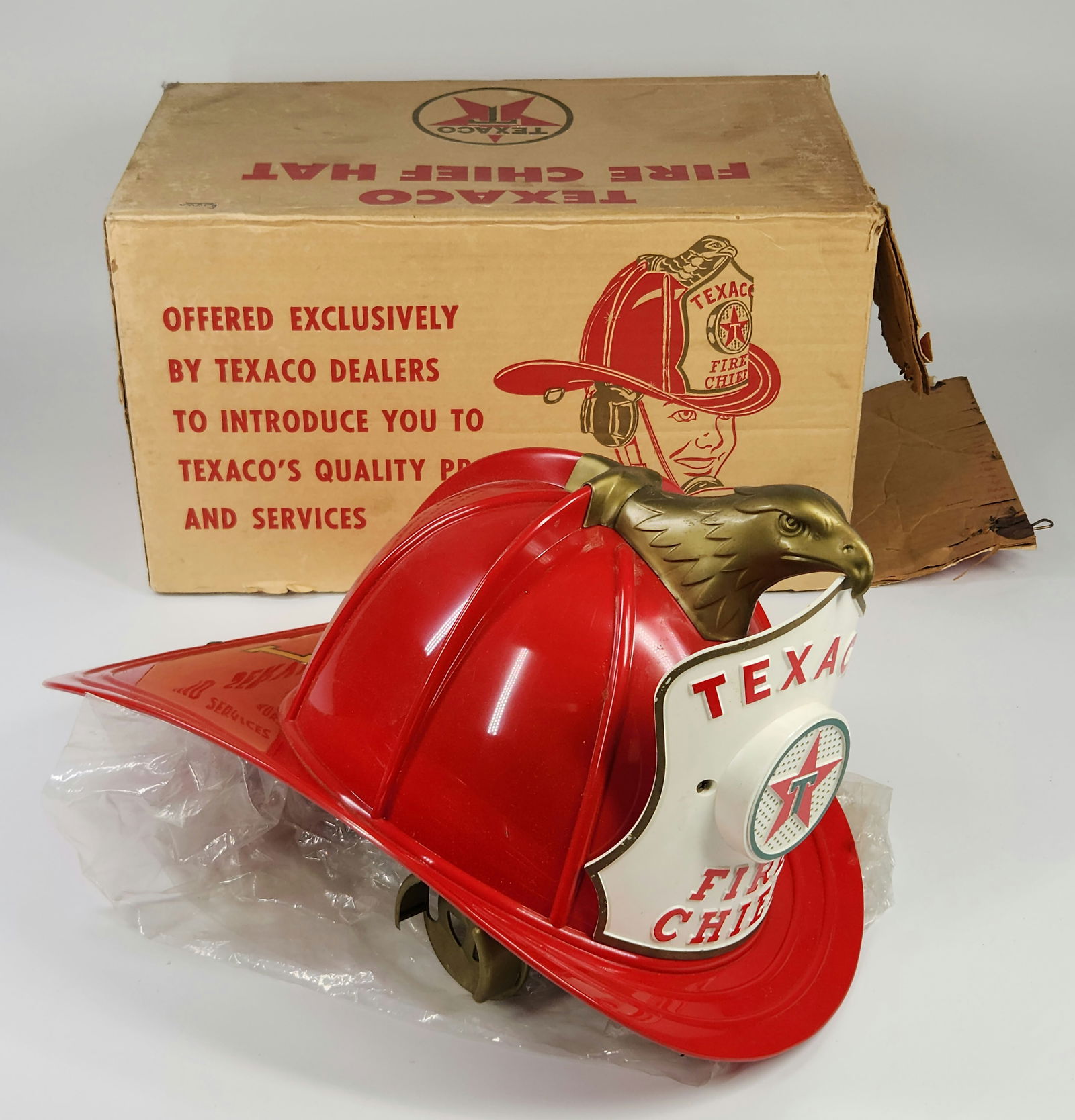 ビンテージ TEXACO FIRE-CHIEF ダストボックス ゴミ箱 Texaco Fire Chief Hat W/ Box
