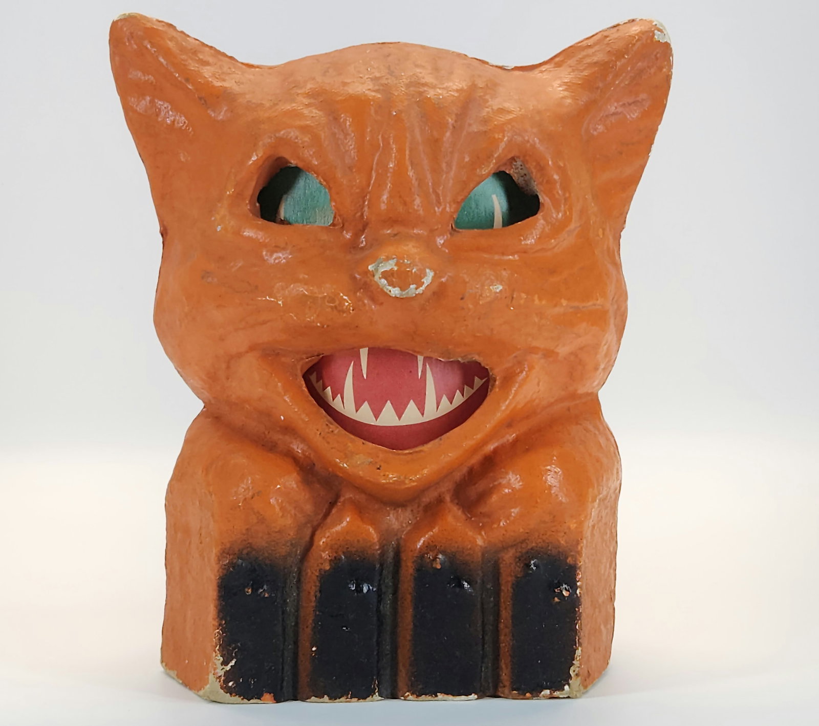 ANTIQUE PAPER MACHE CAT JOL LANTERN (1 of 5)