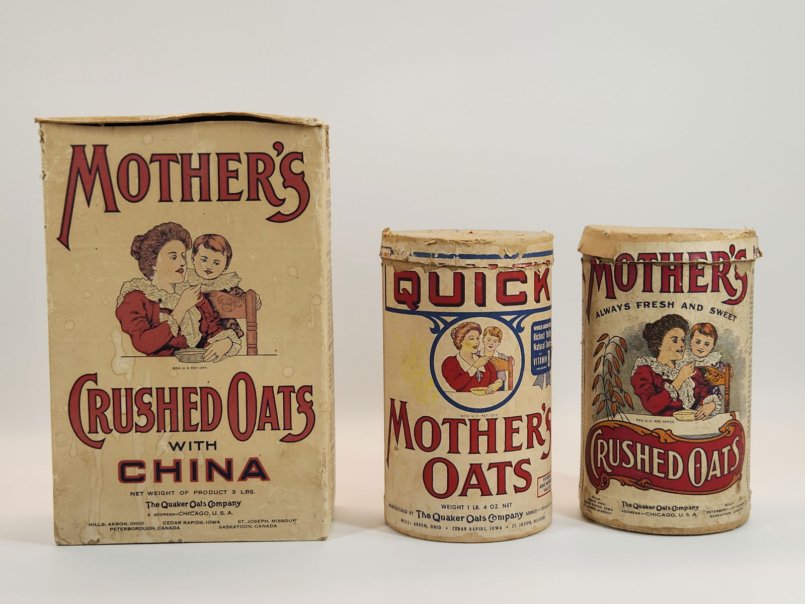 3) ANTIQUE MOTHER'S OAT CONTAINER BOXES (1 of 3)