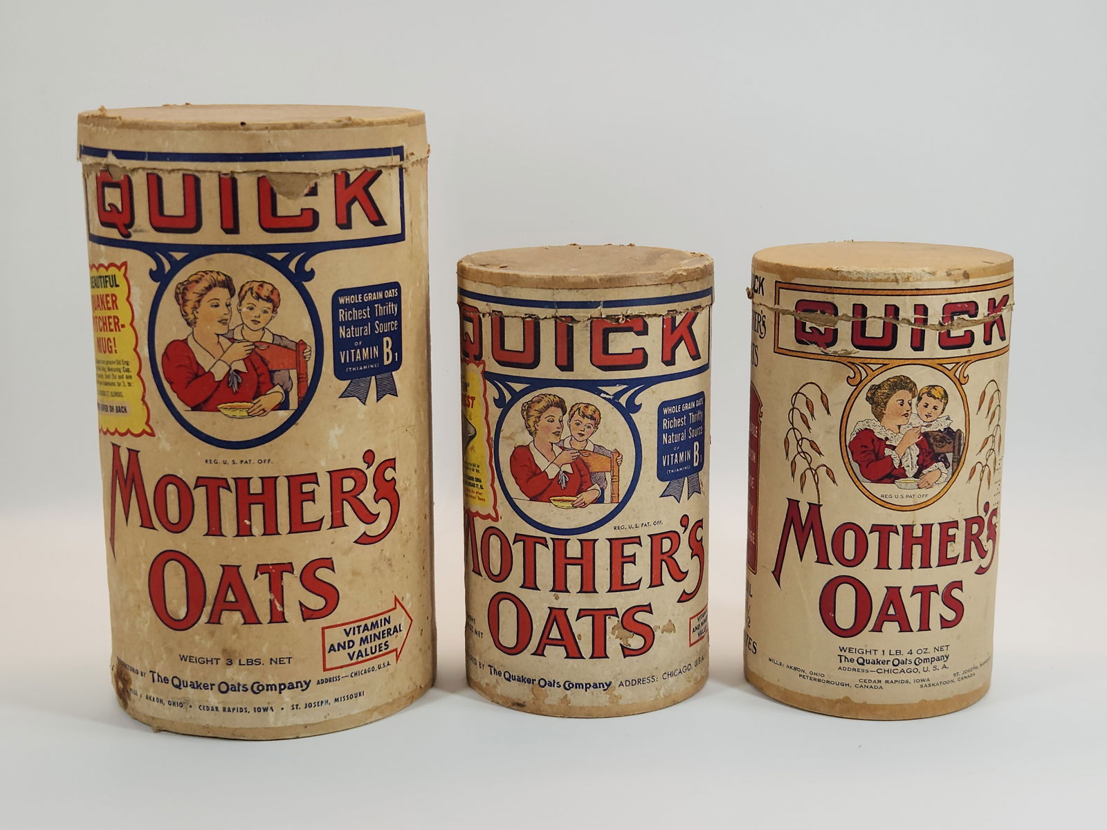 3) ANTIQUE MOTHER'S OAT CONTAINER BOXES (1 of 3)